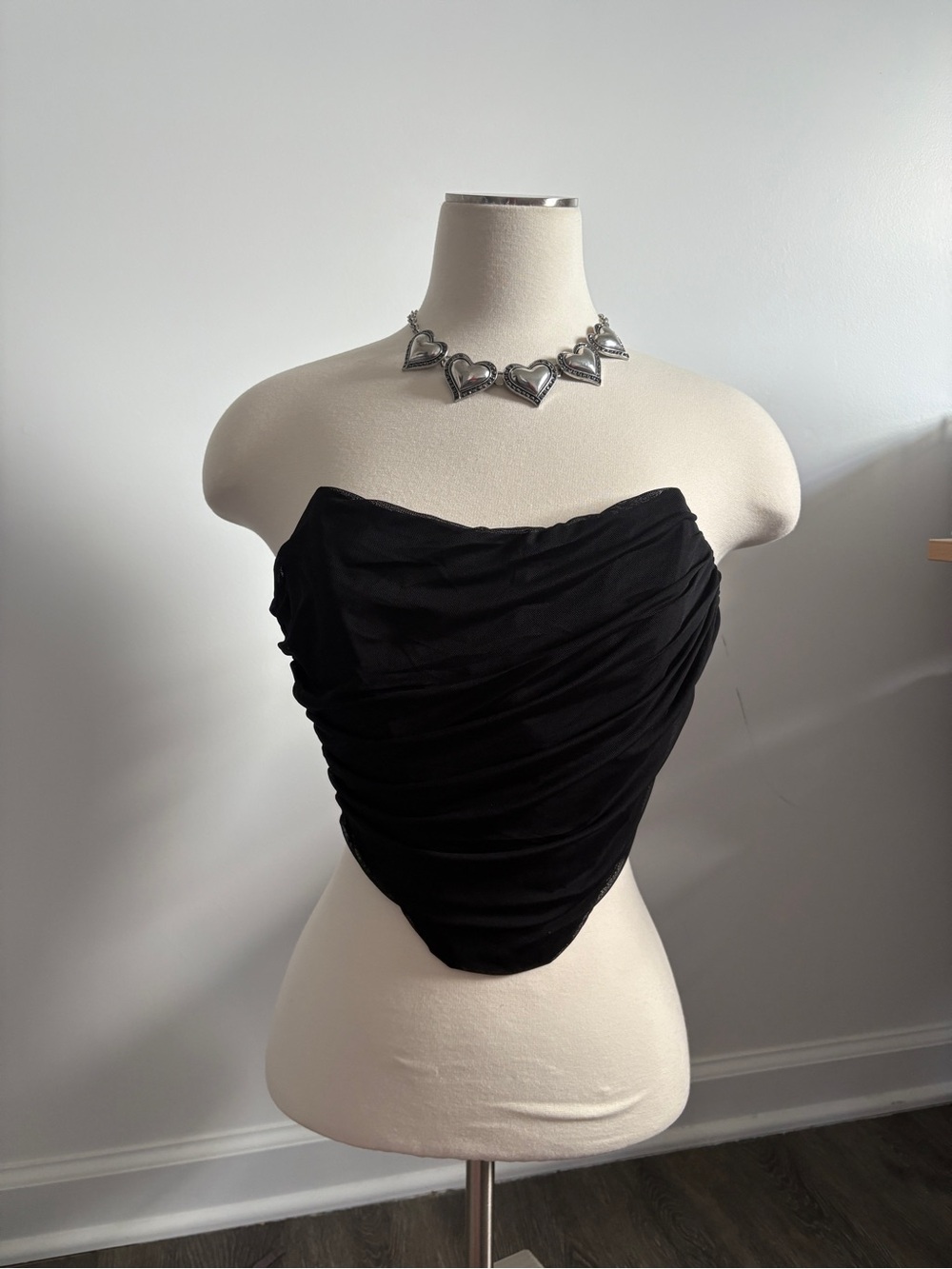 Black Strapless Ruched Corset Top | Y2K Going Out